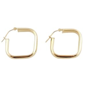 14K Yellow Gold Square Earrings #15860